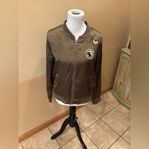 NYC Bomber Jacket with New York Bronx Queens Brooklyn Parch USA Flag on Sleeve